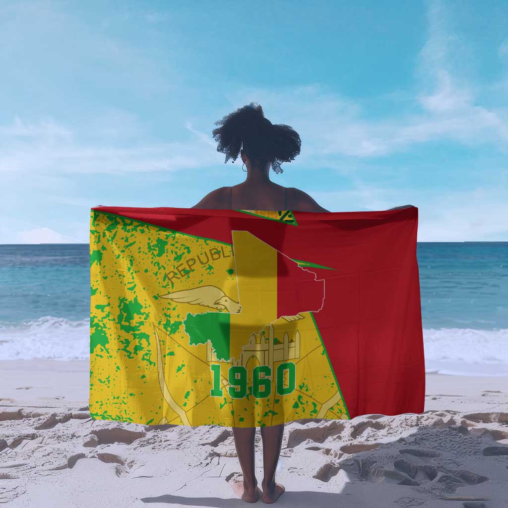 Mali in My Heart Sarong Map with National Flag Colors TS04
