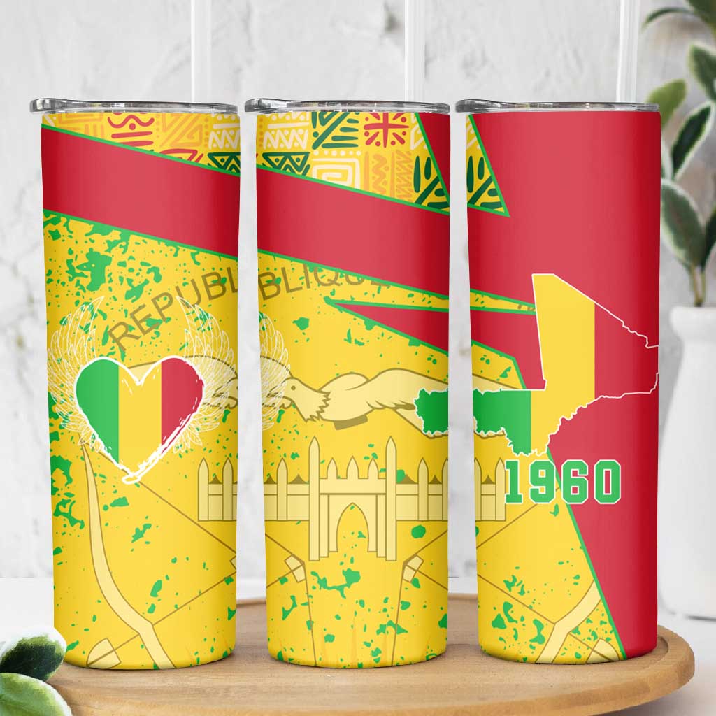 Mali in My Heart Skinny Tumbler Map with National Flag Colors TS04