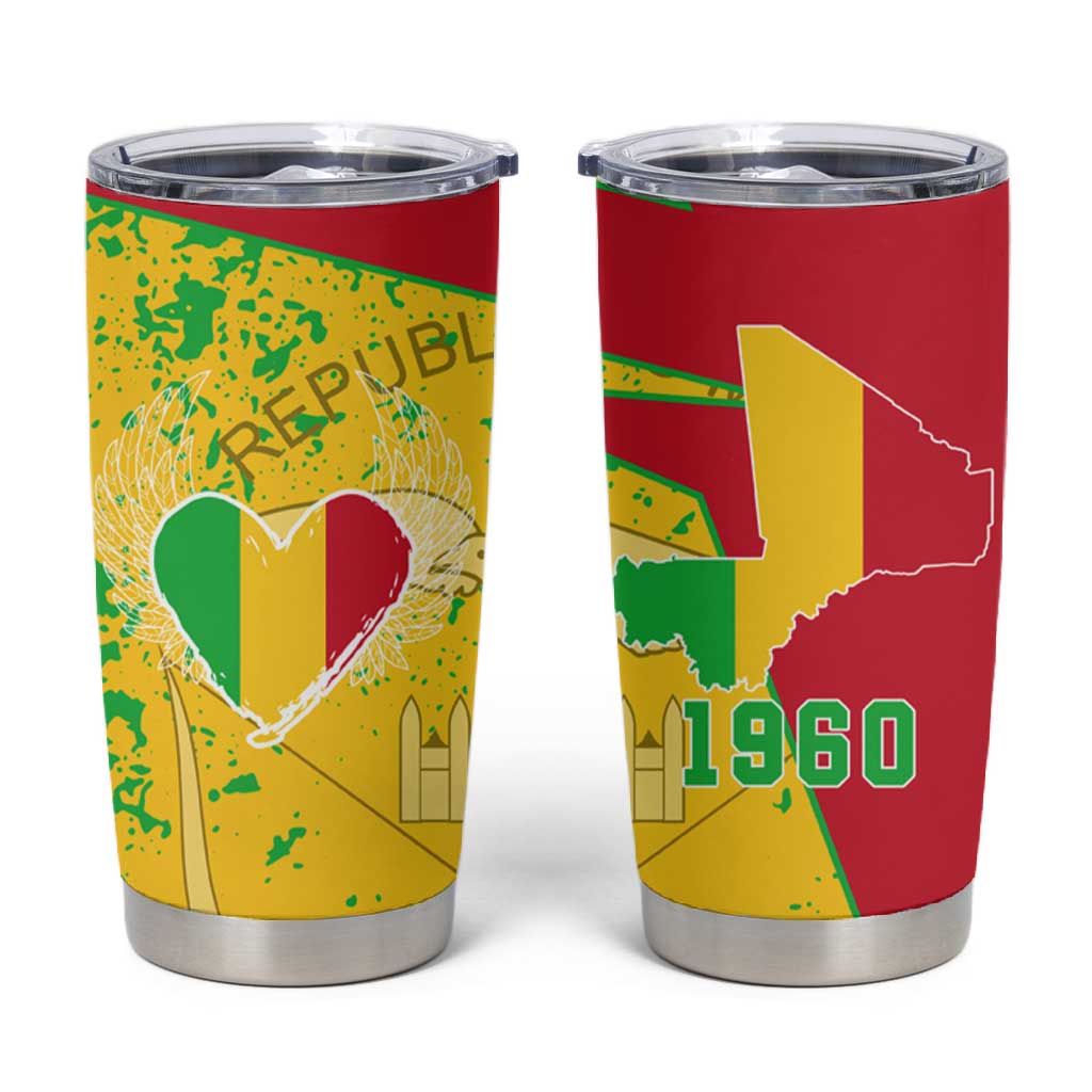 Mali in My Heart Tumbler Cup Map with National Flag Colors TS04