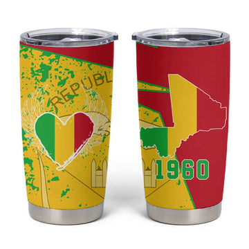 Mali in My Heart Tumbler Cup Map with National Flag Colors TS04