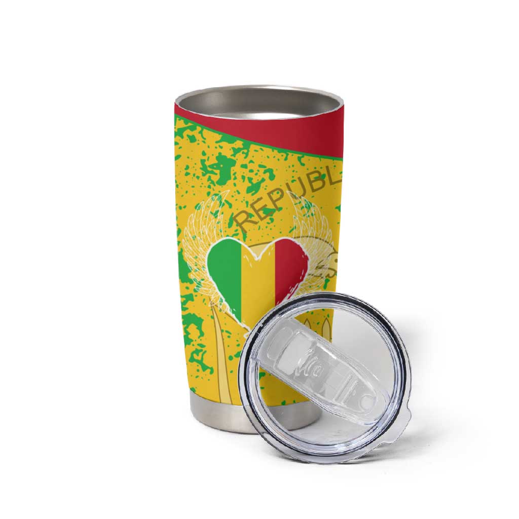 Mali in My Heart Tumbler Cup Map with National Flag Colors TS04