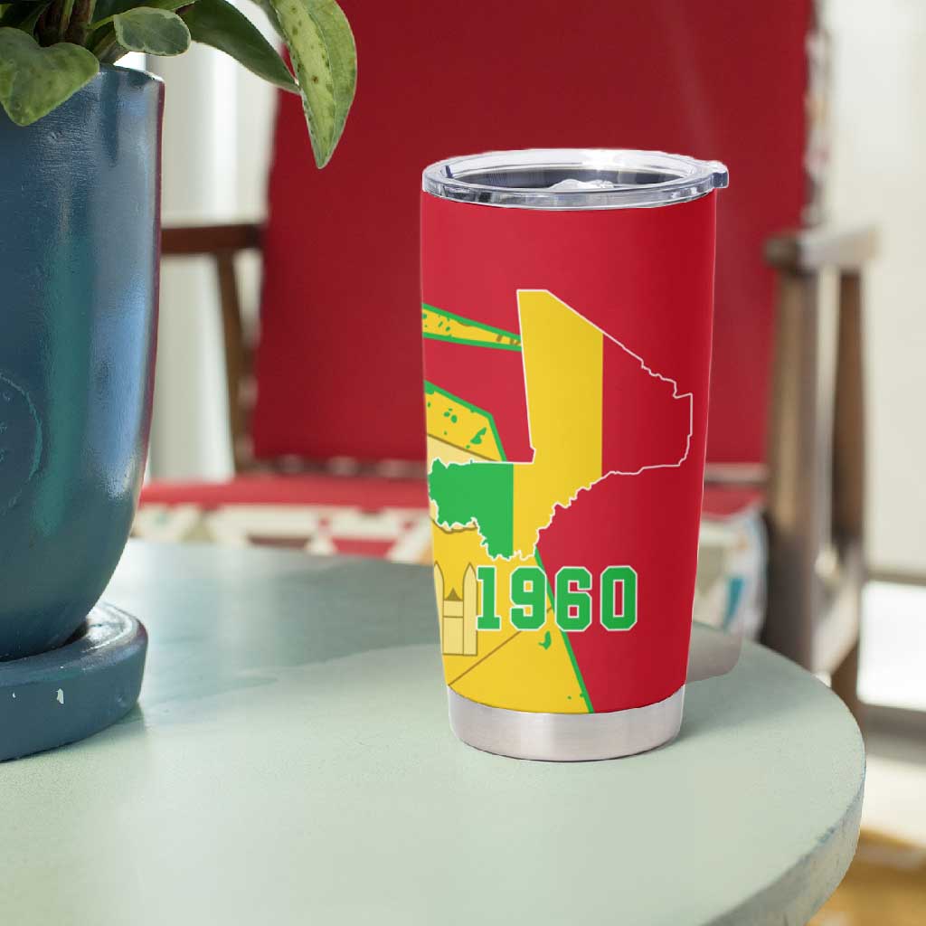 Mali in My Heart Tumbler Cup Map with National Flag Colors TS04