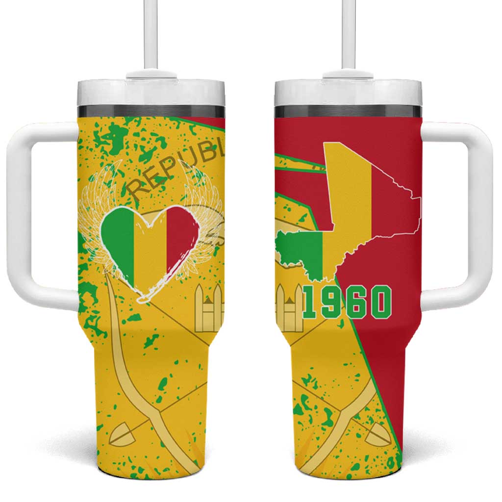 Mali in My Heart Tumbler With Handle Map with National Flag Colors TS04