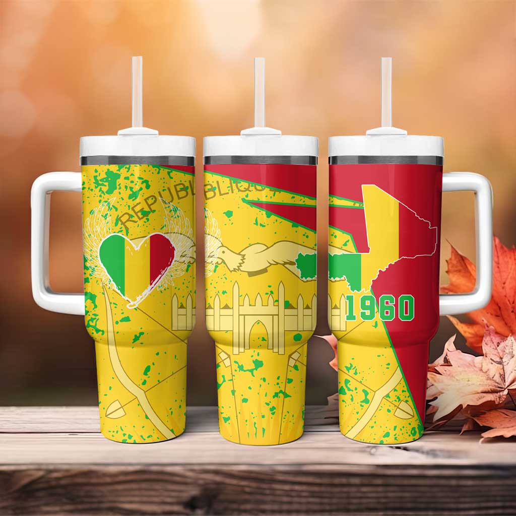 Mali in My Heart Tumbler With Handle Map with National Flag Colors TS04