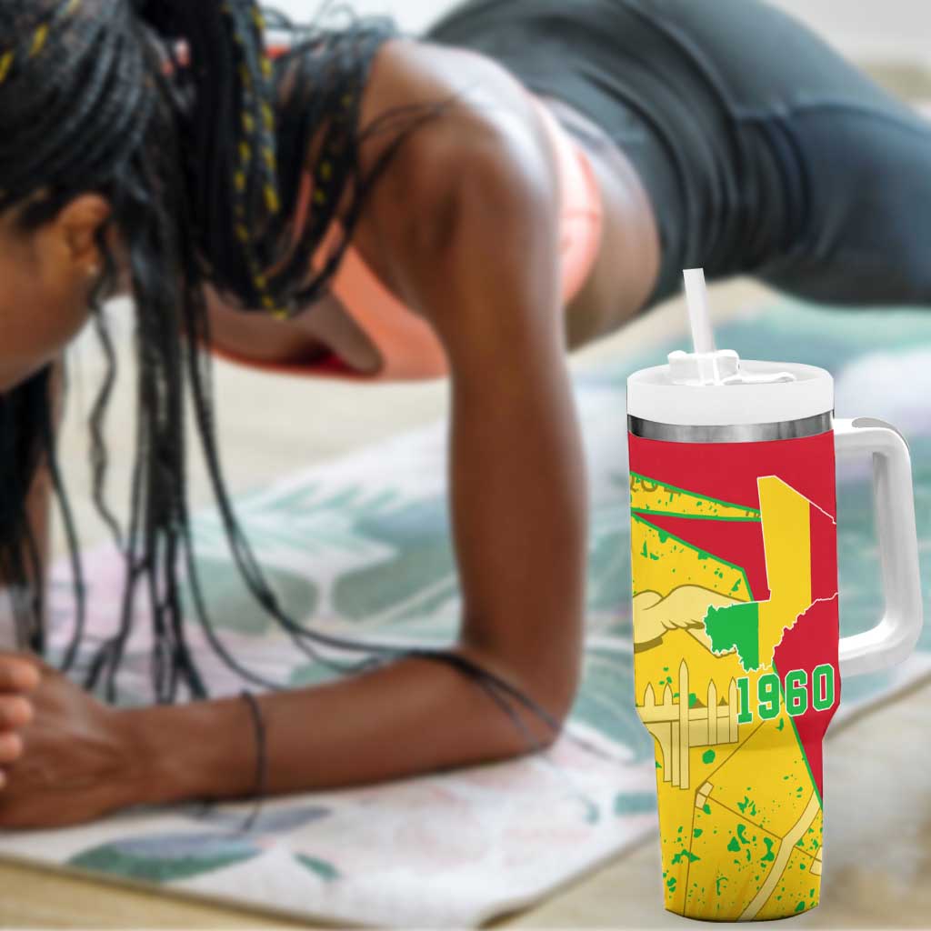 Mali in My Heart Tumbler With Handle Map with National Flag Colors TS04