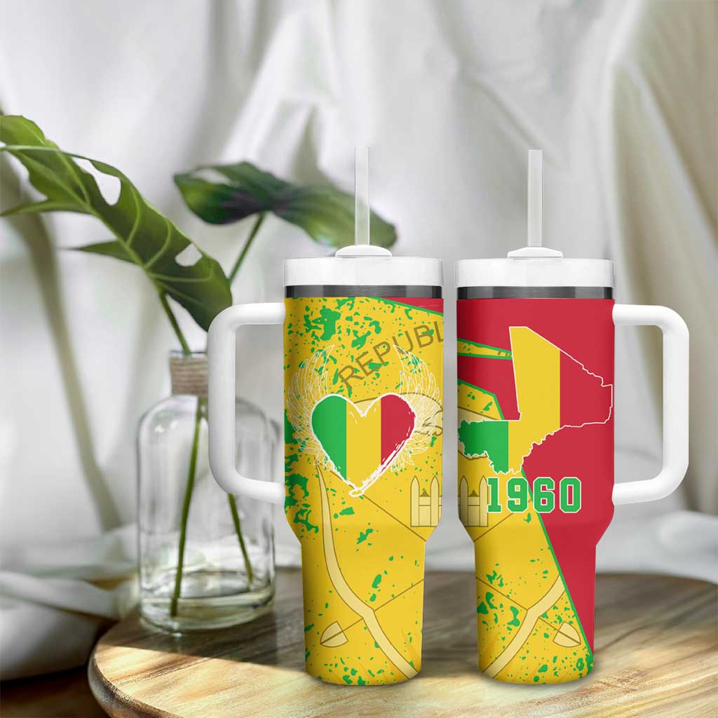 Mali in My Heart Tumbler With Handle Map with National Flag Colors TS04