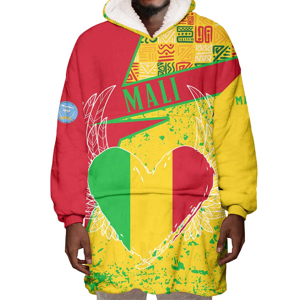 Mali in My Heart Wearable Blanket Hoodie Map with National Flag Colors TS04