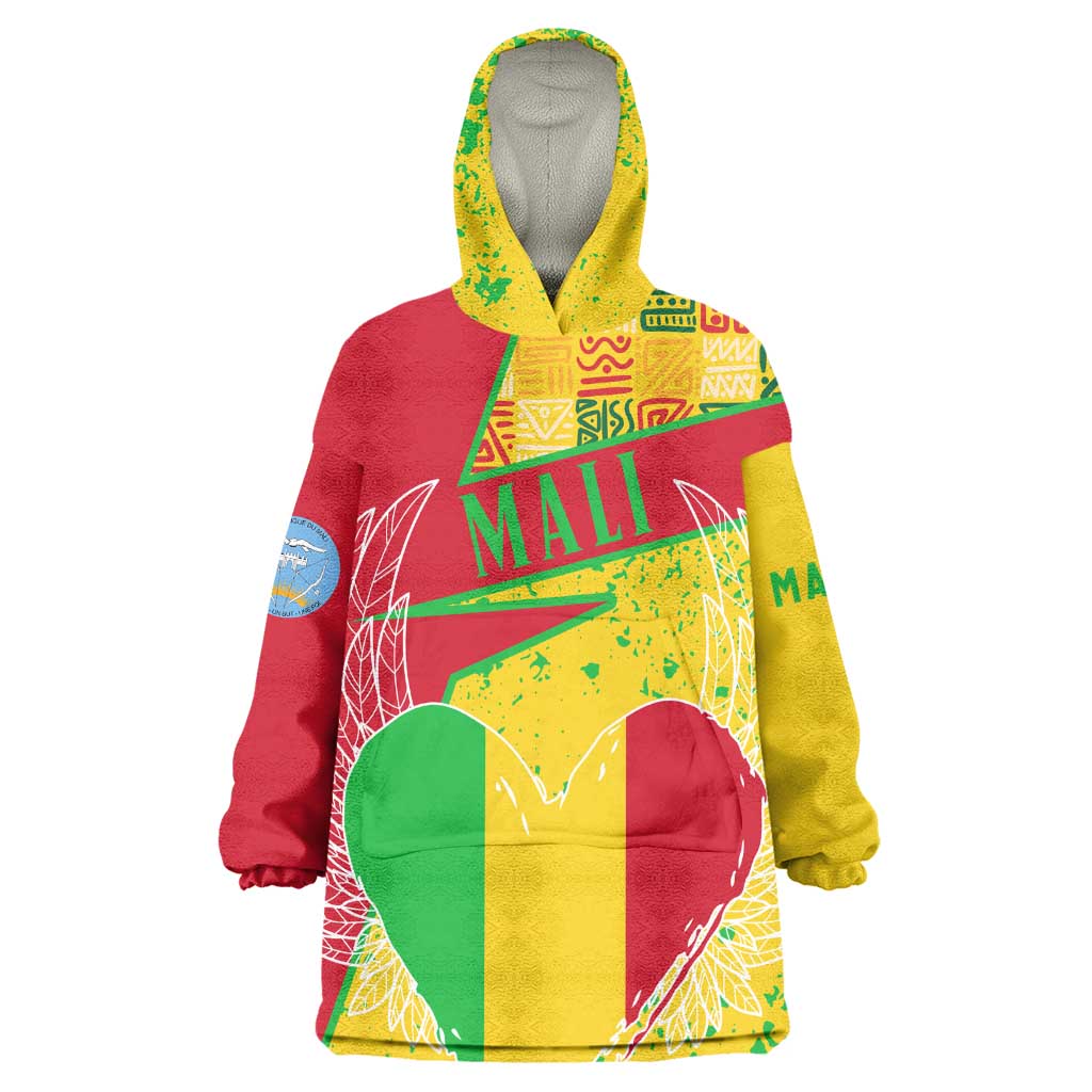 Mali in My Heart Wearable Blanket Hoodie Map with National Flag Colors TS04