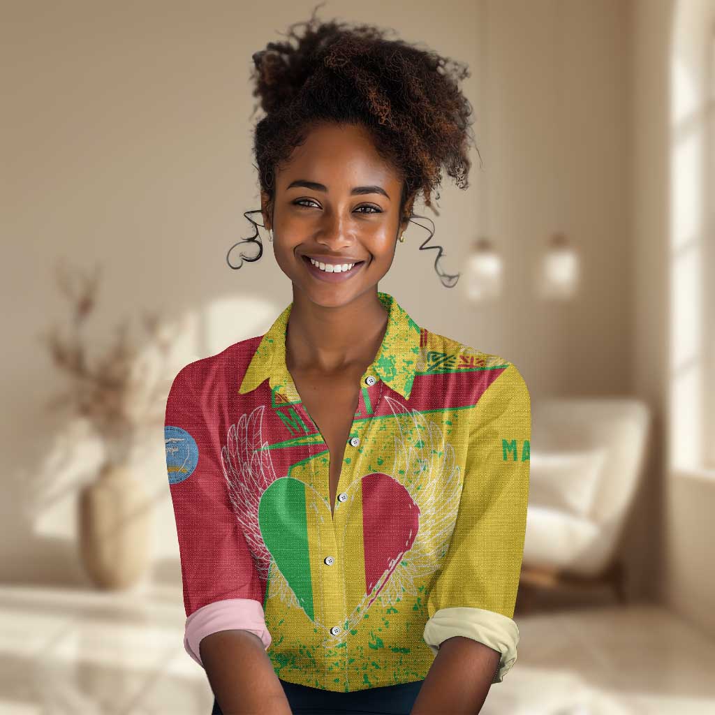 Mali in My Heart Women Casual Shirt Map with National Flag Colors TS04