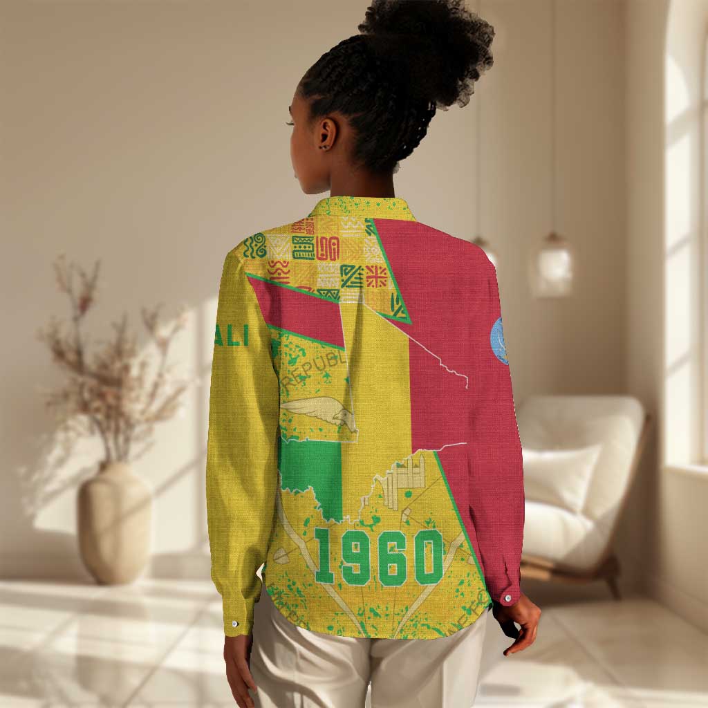 Mali in My Heart Women Casual Shirt Map with National Flag Colors TS04