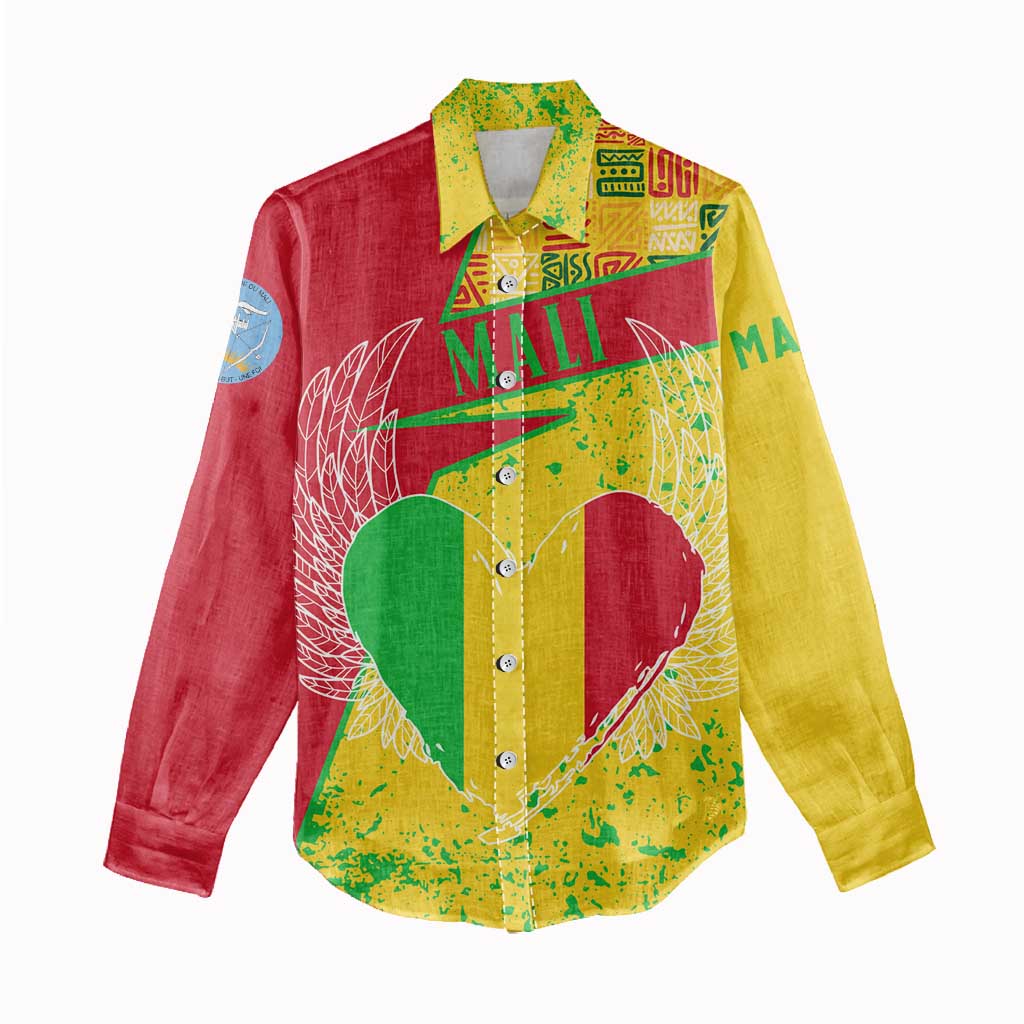 Mali in My Heart Women Casual Shirt Map with National Flag Colors TS04