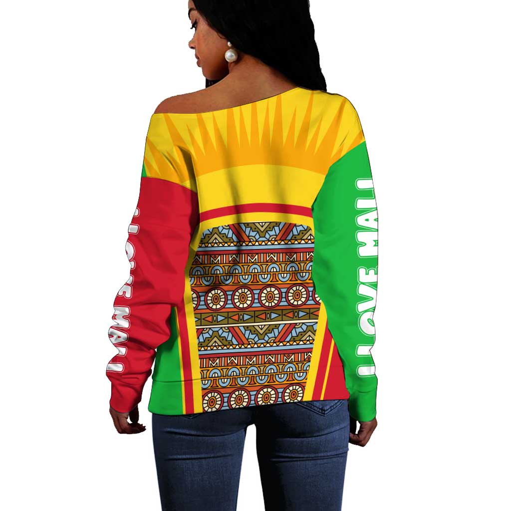 I Love Mali Off Shoulder Sweater Famous Tourist Destinations TS04