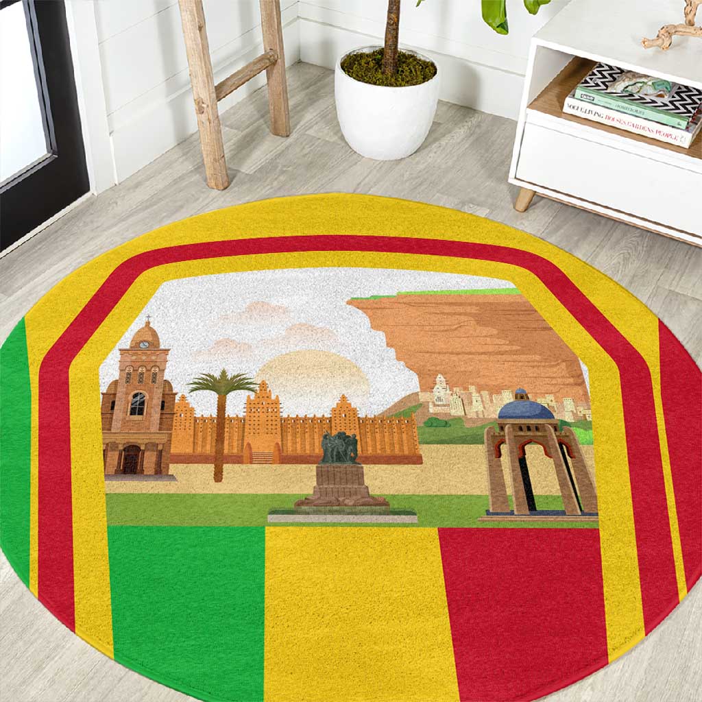 I Love Mali Round Carpet Famous Tourist Destinations TS04