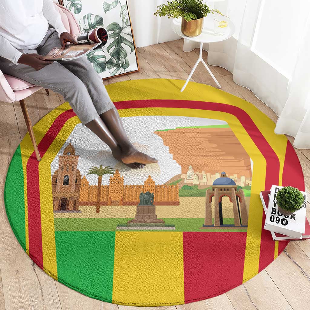 I Love Mali Round Carpet Famous Tourist Destinations TS04