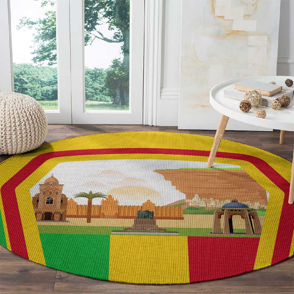 I Love Mali Round Carpet Famous Tourist Destinations TS04