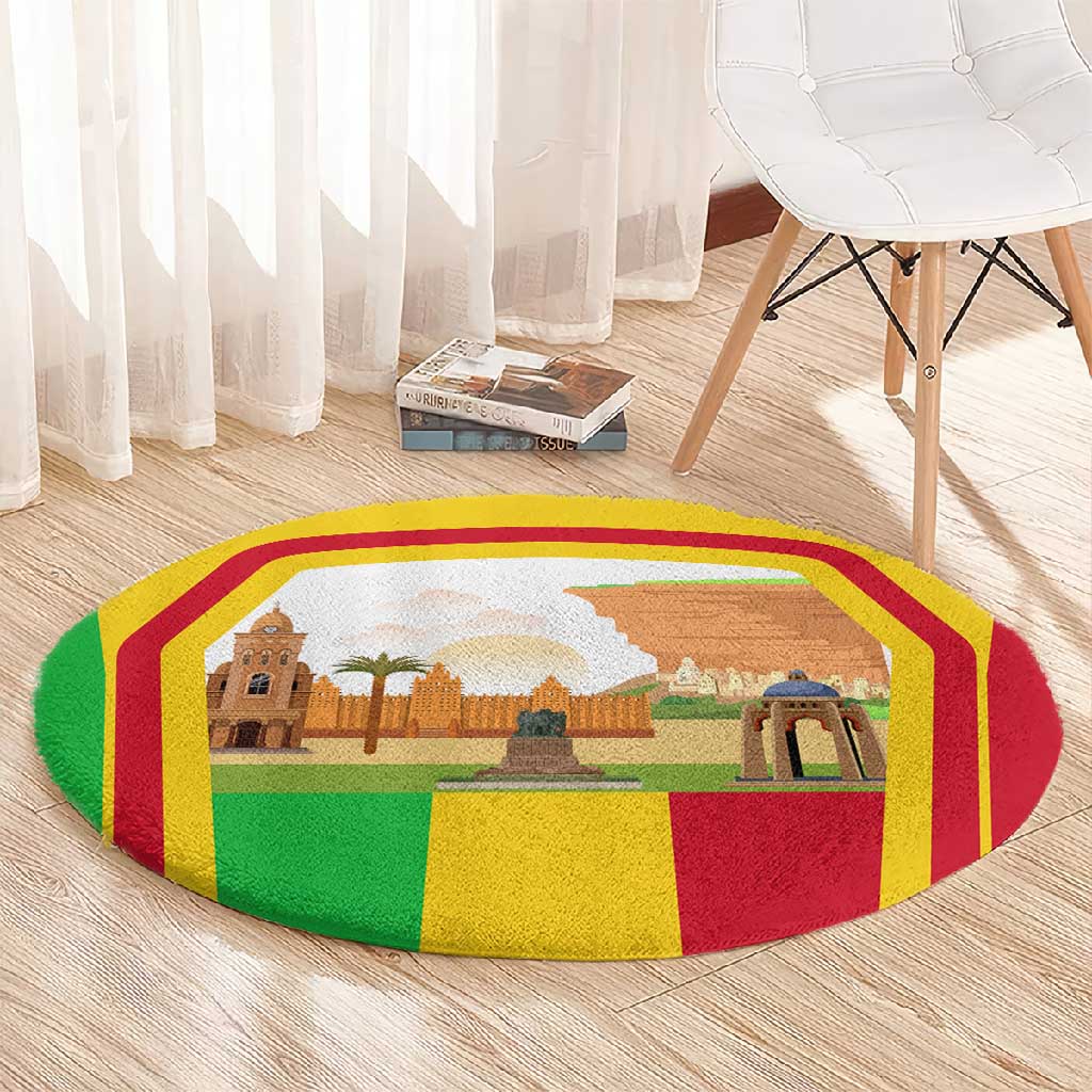 I Love Mali Round Carpet Famous Tourist Destinations TS04