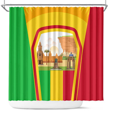 Mali Landmarks Shower Curtain Cultural Patterns & Famous Tourist Destinations TS04