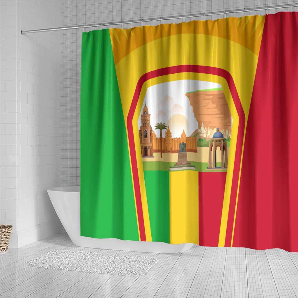 Mali Landmarks Shower Curtain Cultural Patterns & Famous Tourist Destinations TS04