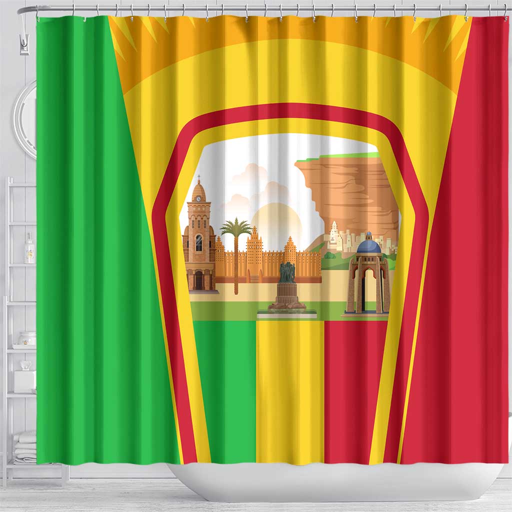 Mali Landmarks Shower Curtain Cultural Patterns & Famous Tourist Destinations TS04