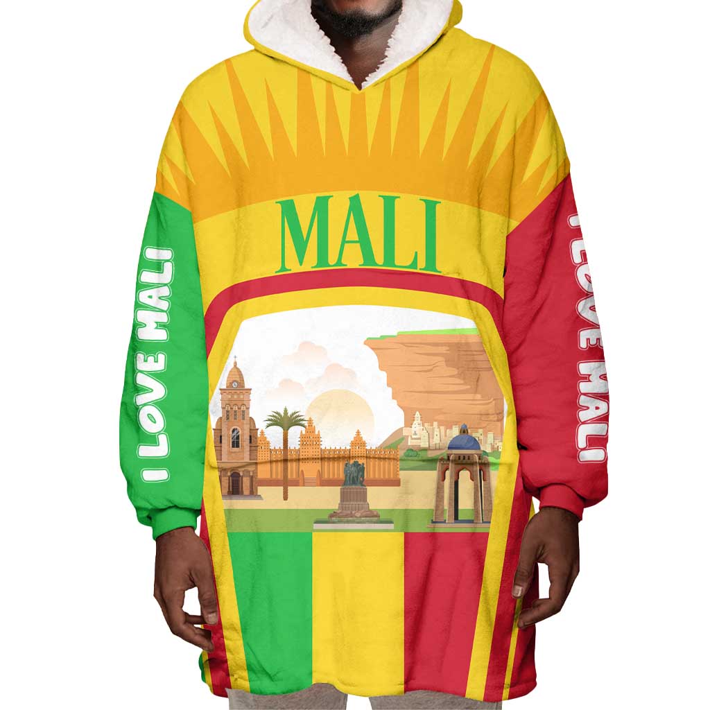 I Love Mali Wearable Blanket Hoodie Famous Tourist Destinations TS04