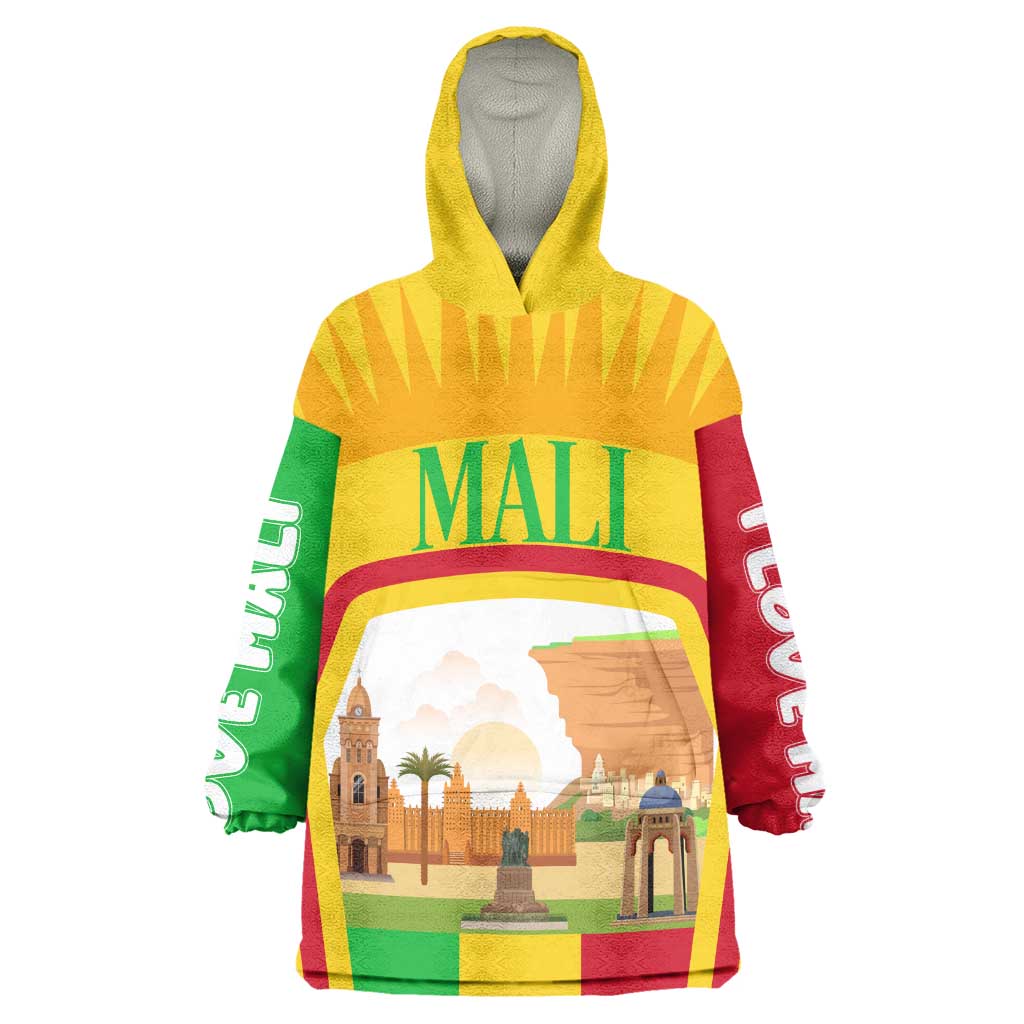 I Love Mali Wearable Blanket Hoodie Famous Tourist Destinations TS04