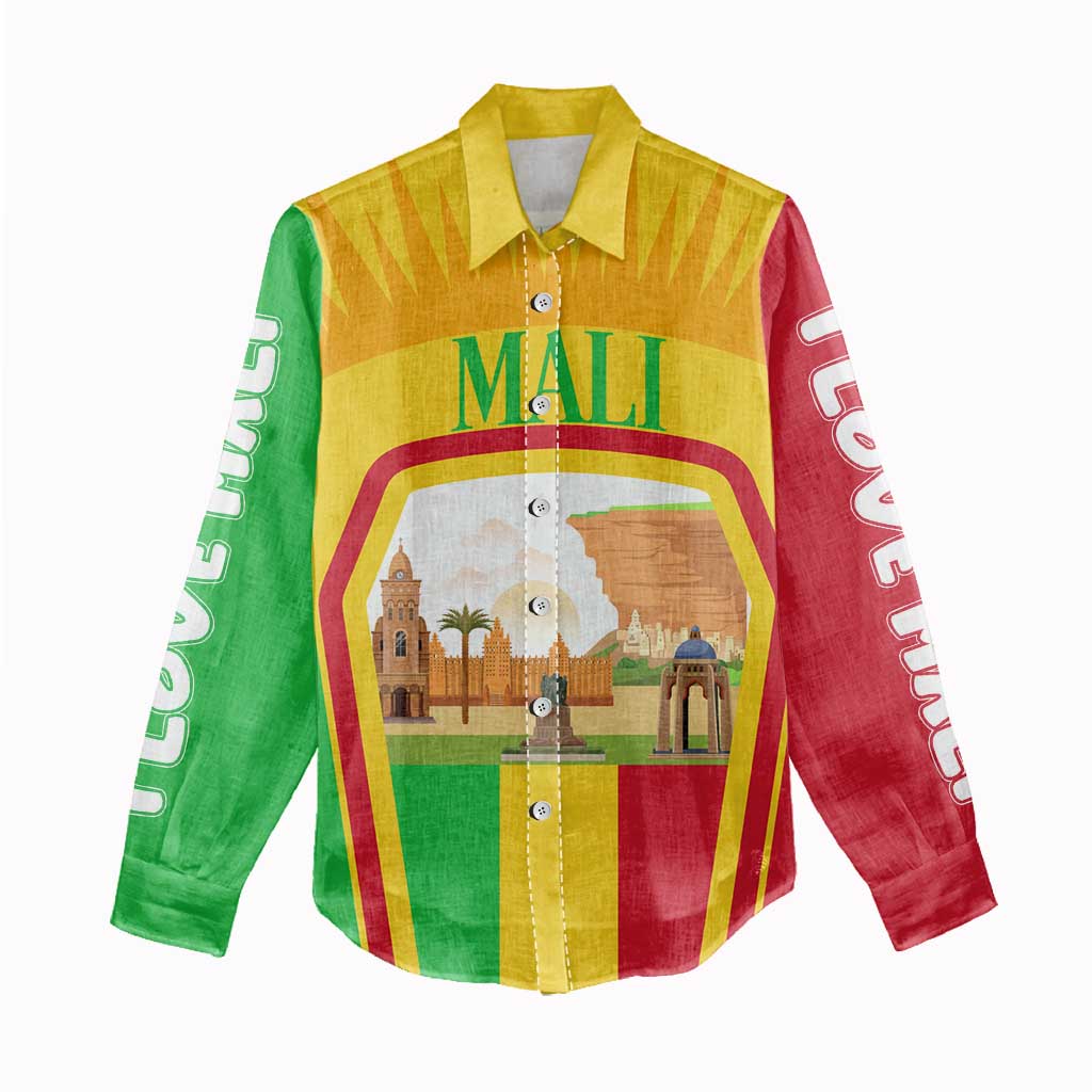 I Love Mali Women Casual Shirt Famous Tourist Destinations TS04