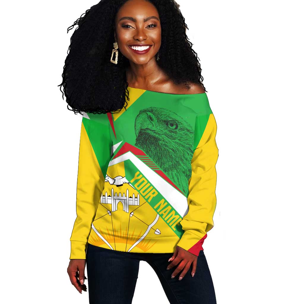 Mali Vulture Eagles Off Shoulder Sweater African Pattern Flag Color TS04