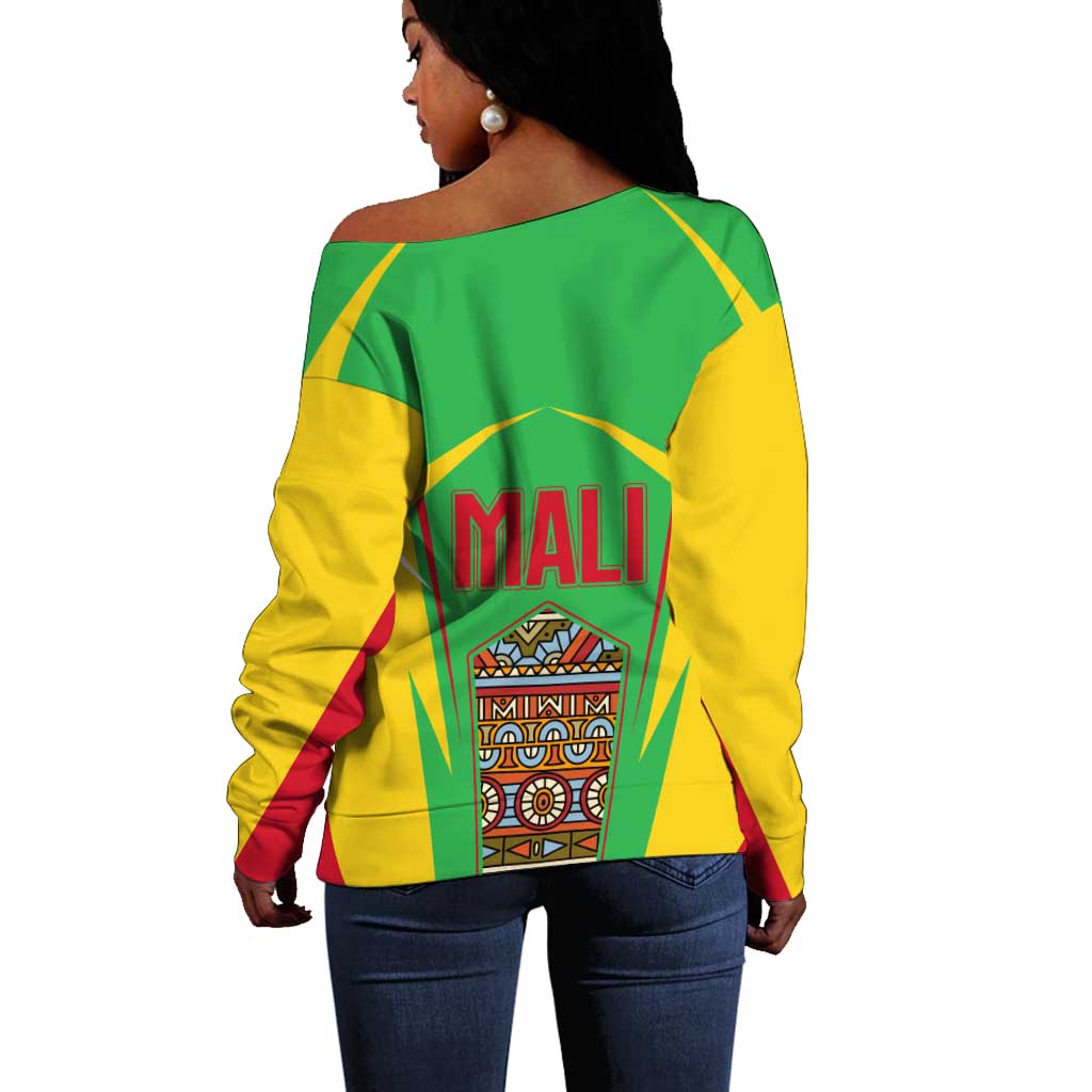 Mali Vulture Eagles Off Shoulder Sweater African Pattern Flag Color TS04
