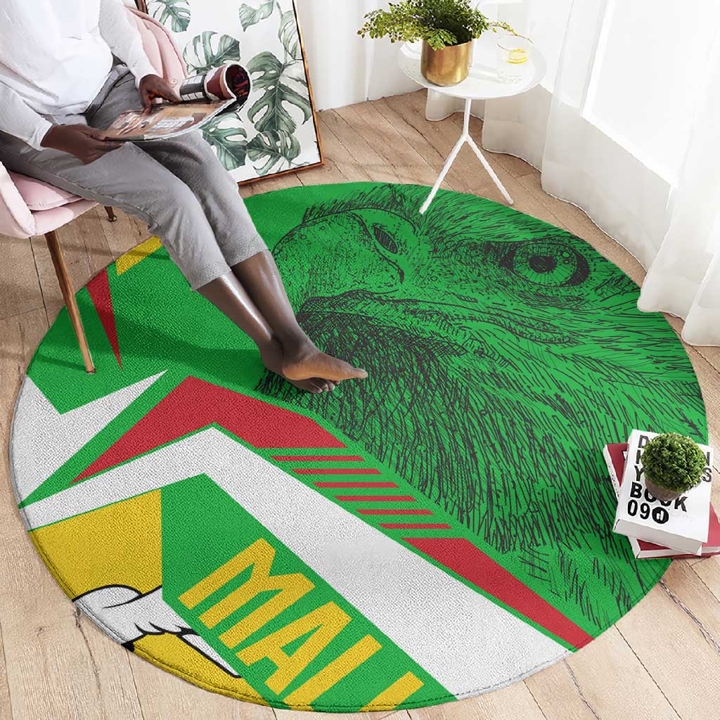 Mali Vulture Eagles Round Carpet African Pattern Flag Color TS04