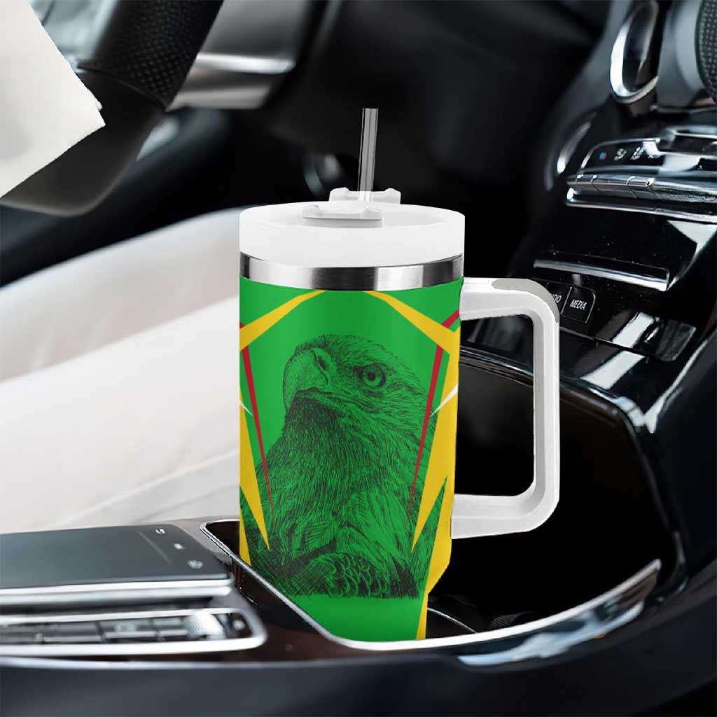 Mali Vulture Eagles Tumbler With Handle African Pattern Flag Color TS04