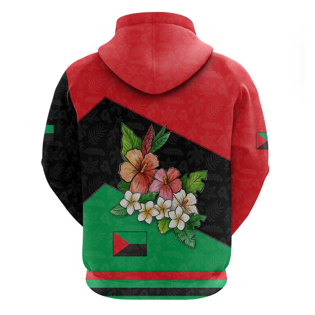 Martinique Island Pride Hoodie Tropical Hibiscus and Plumeria Floral Flag Design TS04
