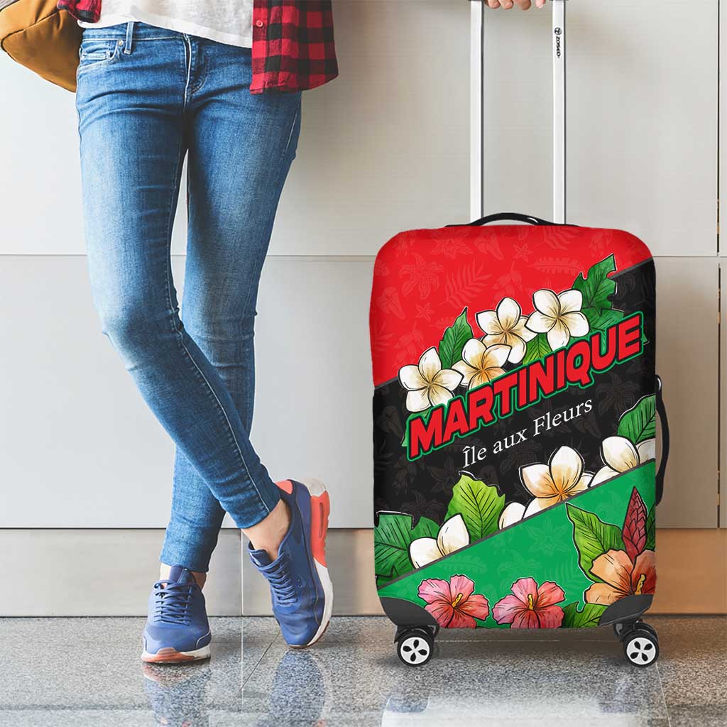 Martinique Island Pride Luggage Cover Tropical Hibiscus and Plumeria Floral Flag Design TS04