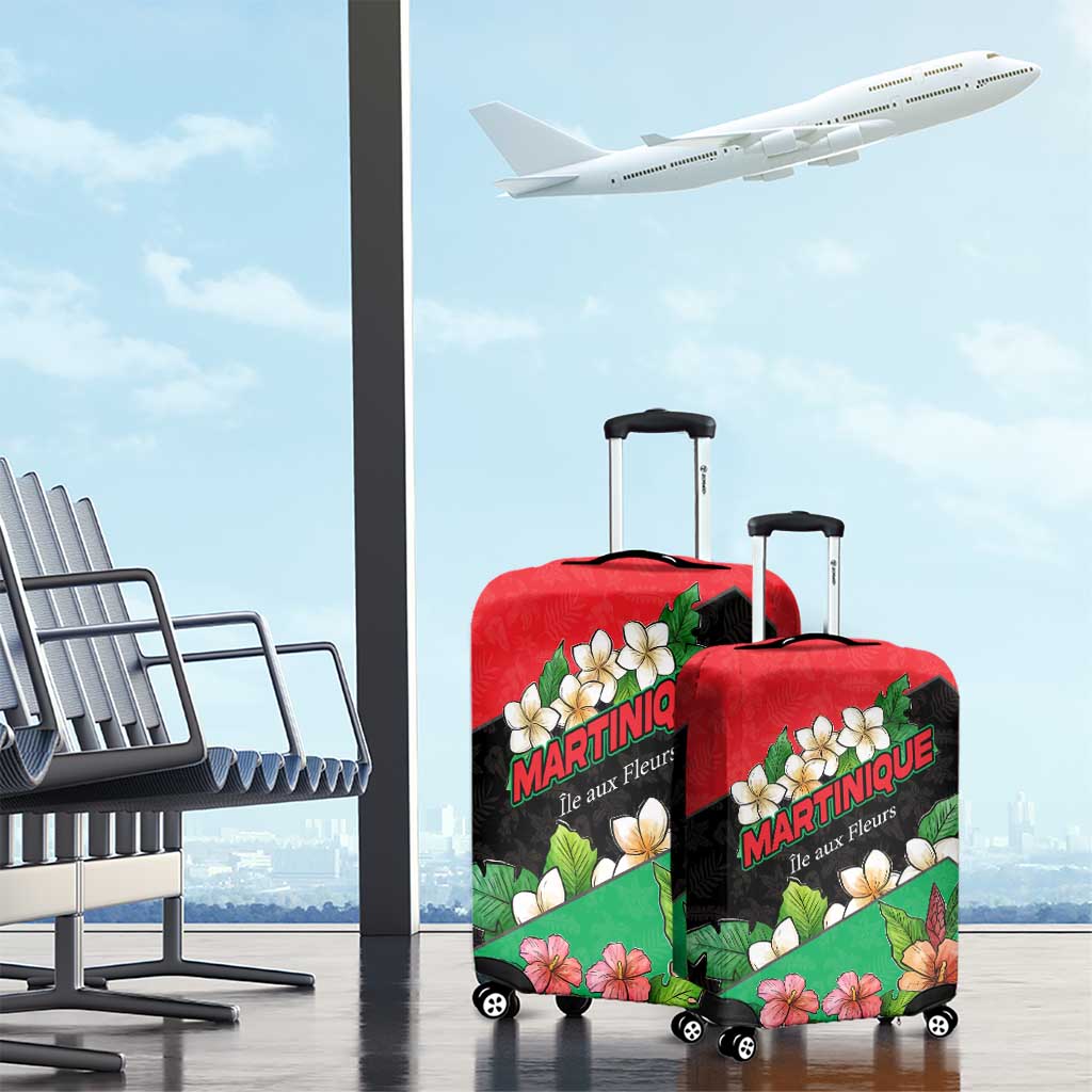 Martinique Island Pride Luggage Cover Tropical Hibiscus and Plumeria Floral Flag Design TS04