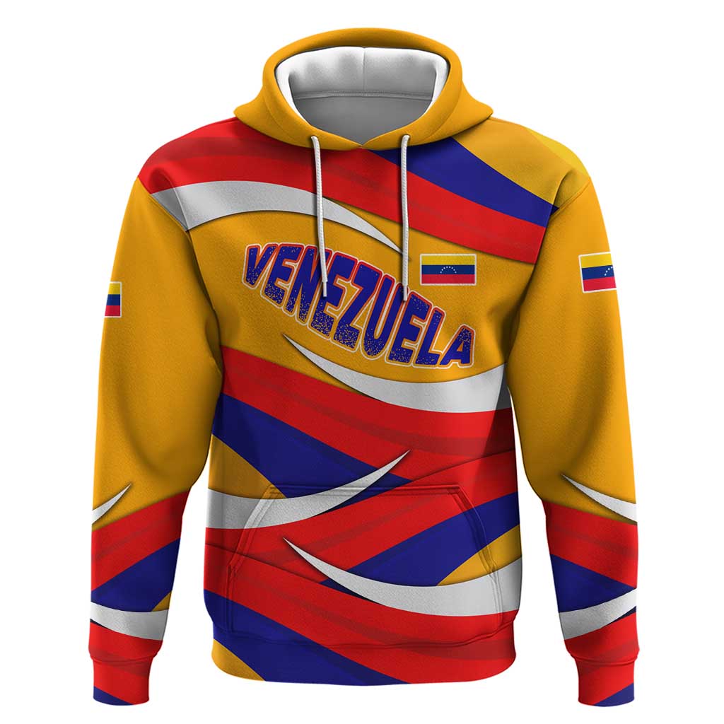 Venezuela Hoodie with Yellow Red Blue Flag Stripe Wave Spirit TS04
