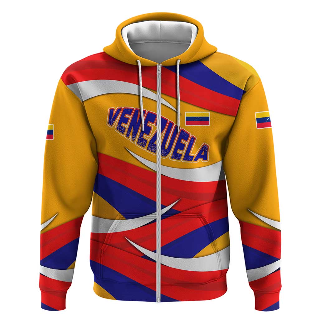Venezuela Hoodie with Yellow Red Blue Flag Stripe Wave Spirit TS04