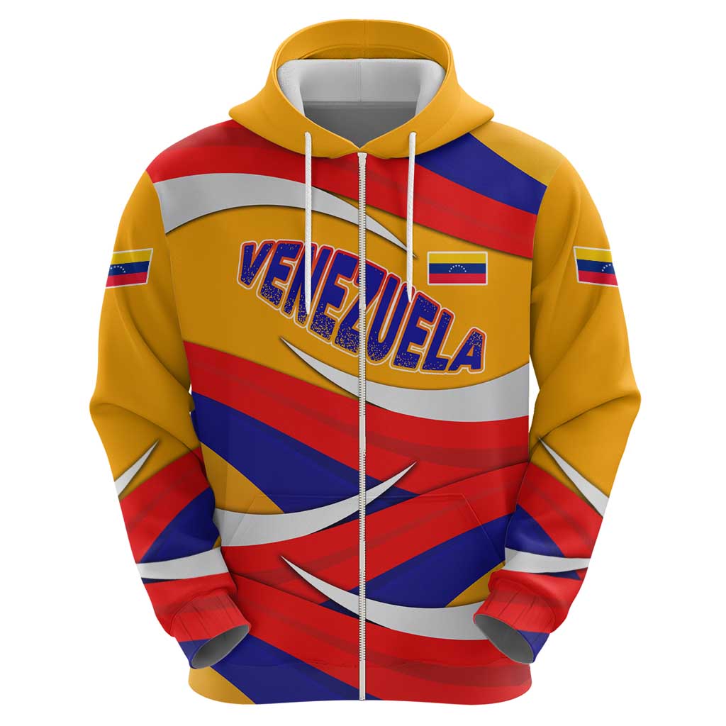 Venezuela Hoodie with Yellow Red Blue Flag Stripe Wave Spirit TS04