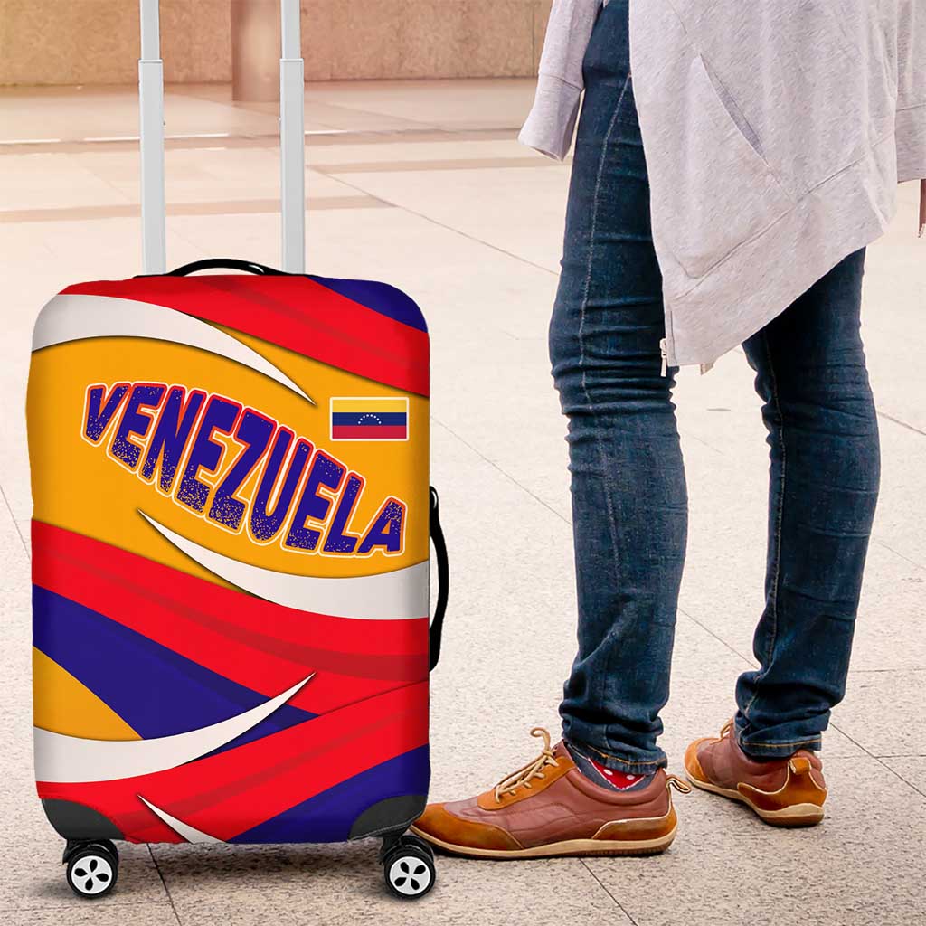 Venezuela Luggage Cover with Yellow Red Blue Flag Stripe Wave Spirit TS04