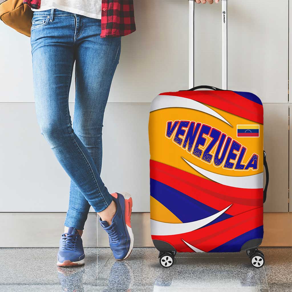 Venezuela Luggage Cover with Yellow Red Blue Flag Stripe Wave Spirit TS04