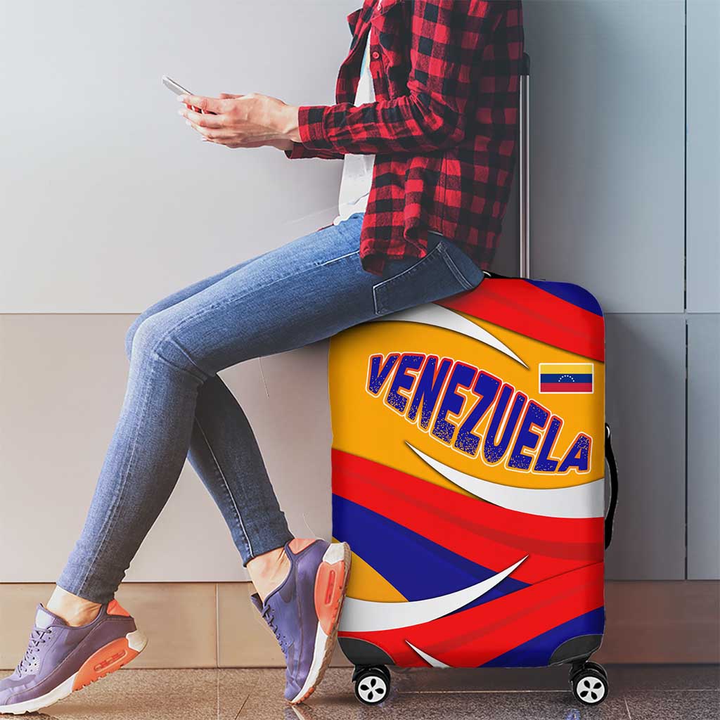 Venezuela Luggage Cover with Yellow Red Blue Flag Stripe Wave Spirit TS04