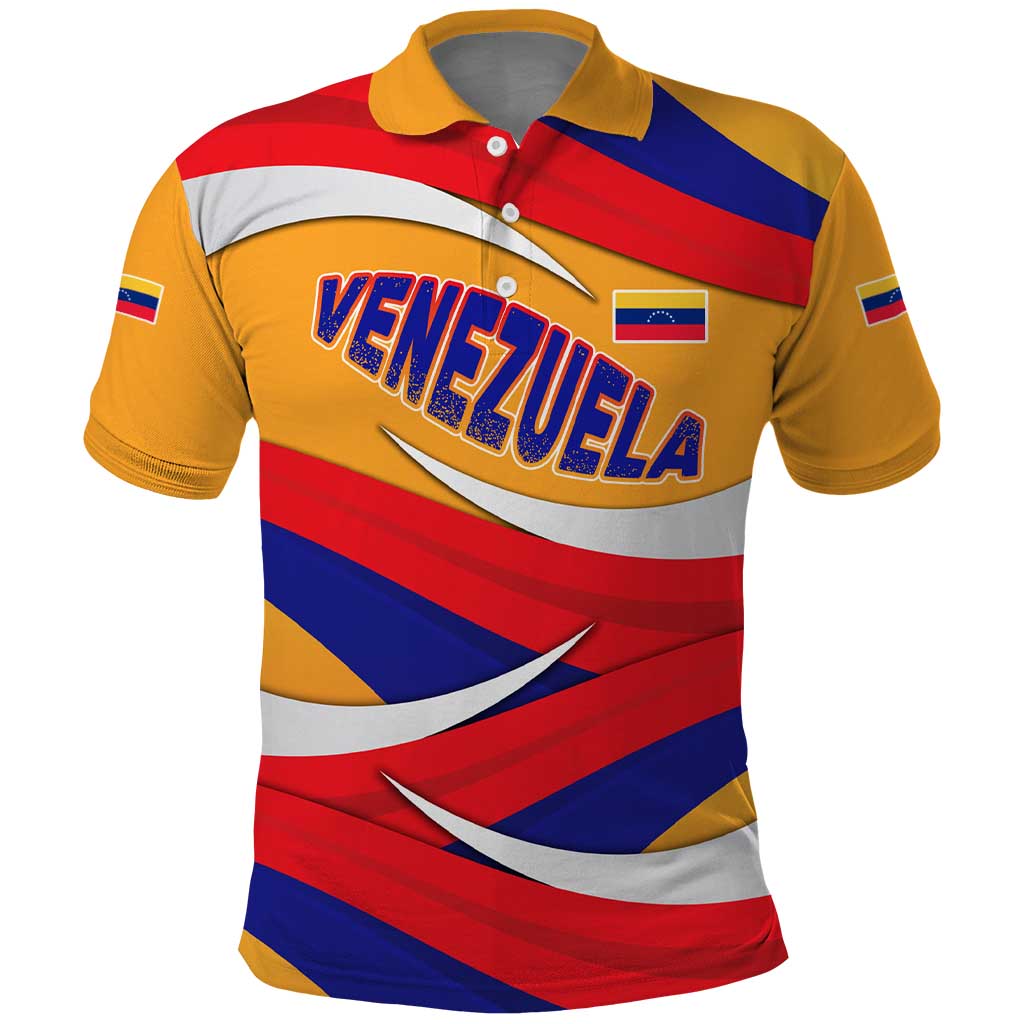 Venezuela Polo Shirt with Yellow Red Blue Flag Stripe Wave Spirit TS04