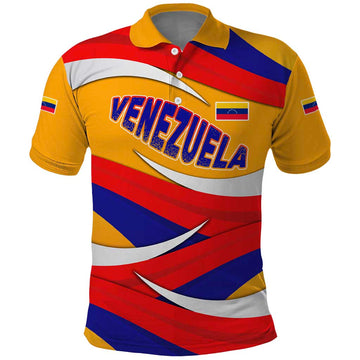 Venezuela Polo Shirt with Yellow Red Blue Flag Stripe Wave Spirit TS04