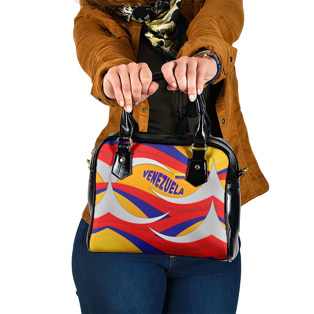 Venezuela Shoulder Handbag with Yellow Red Blue Flag Stripe Wave Spirit TS04