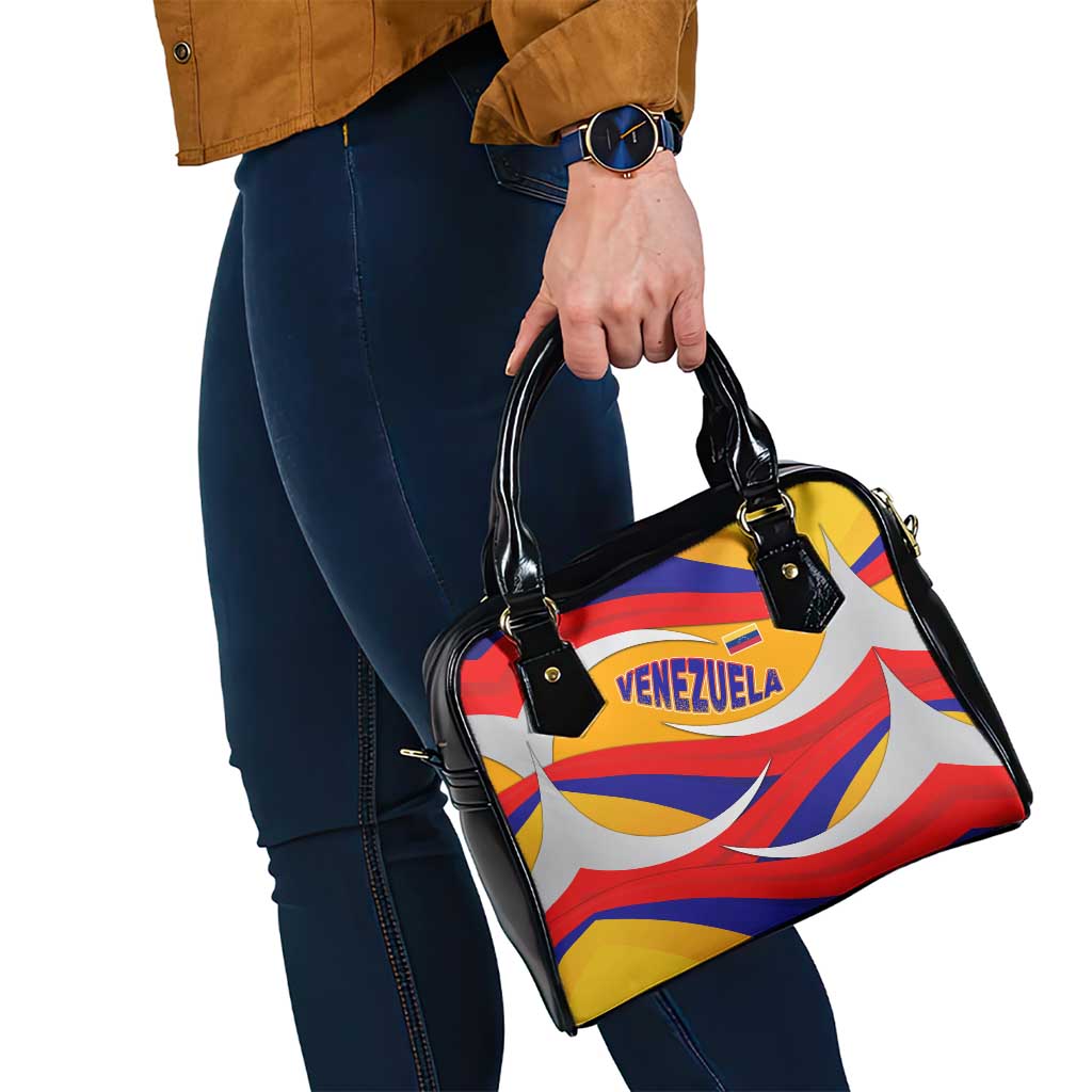 Venezuela Shoulder Handbag with Yellow Red Blue Flag Stripe Wave Spirit TS04