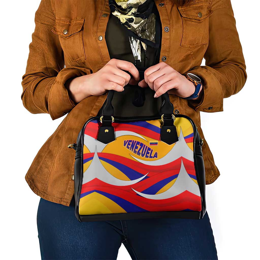 Venezuela Shoulder Handbag with Yellow Red Blue Flag Stripe Wave Spirit TS04
