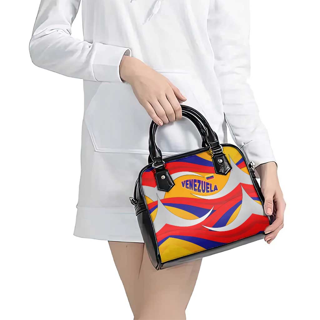 Venezuela Shoulder Handbag with Yellow Red Blue Flag Stripe Wave Spirit TS04