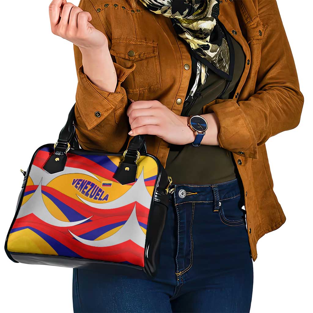 Venezuela Shoulder Handbag with Yellow Red Blue Flag Stripe Wave Spirit TS04