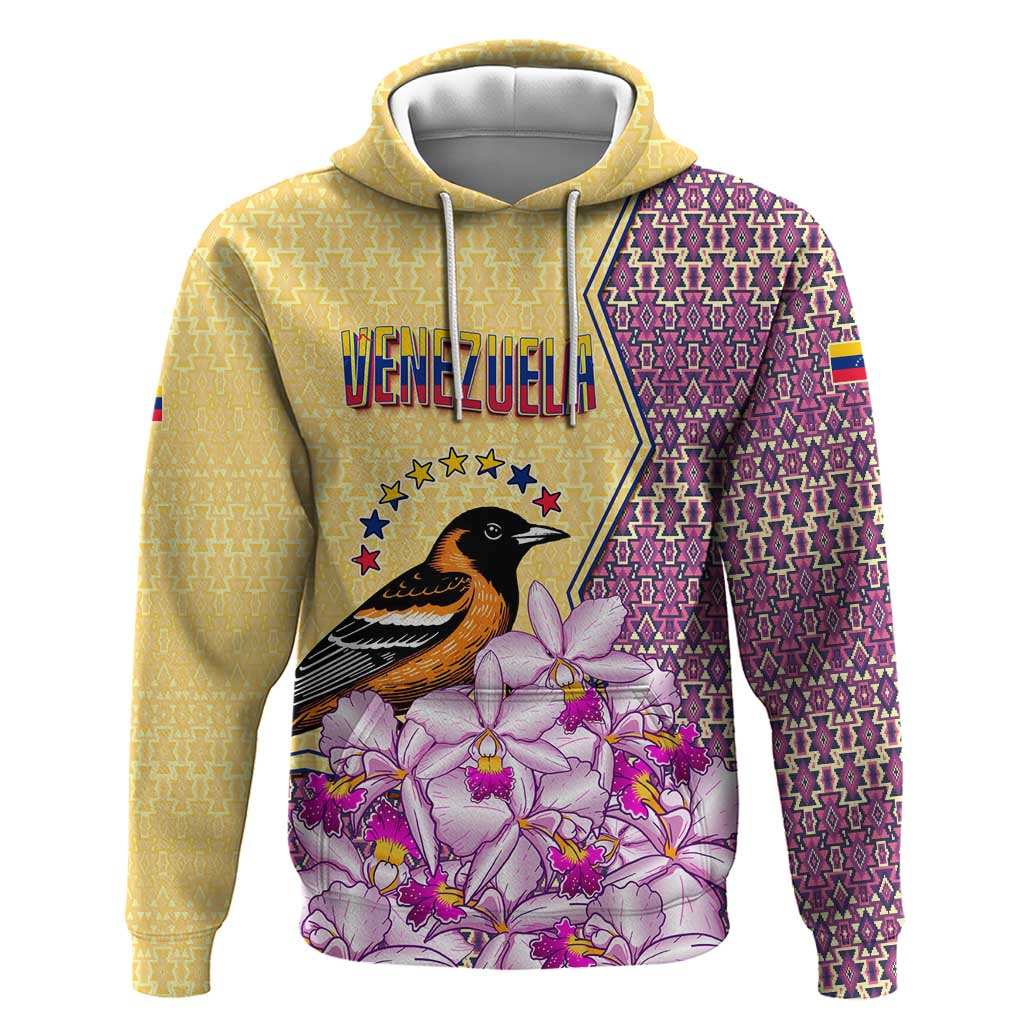 Venezuela Hoodie with National Bird Orchid Flower Coat of Arms Spirit TS04