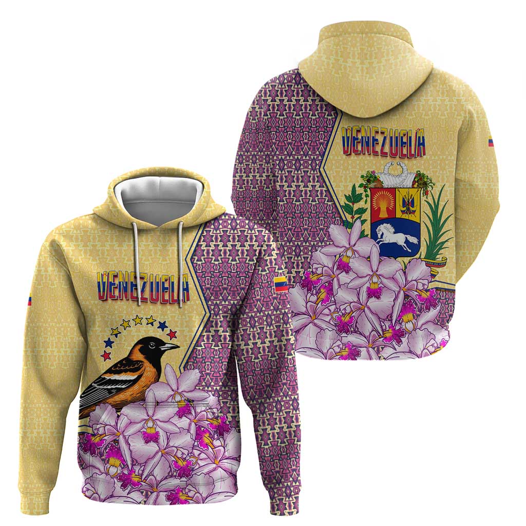 Venezuela Hoodie with National Bird Orchid Flower Coat of Arms Spirit TS04