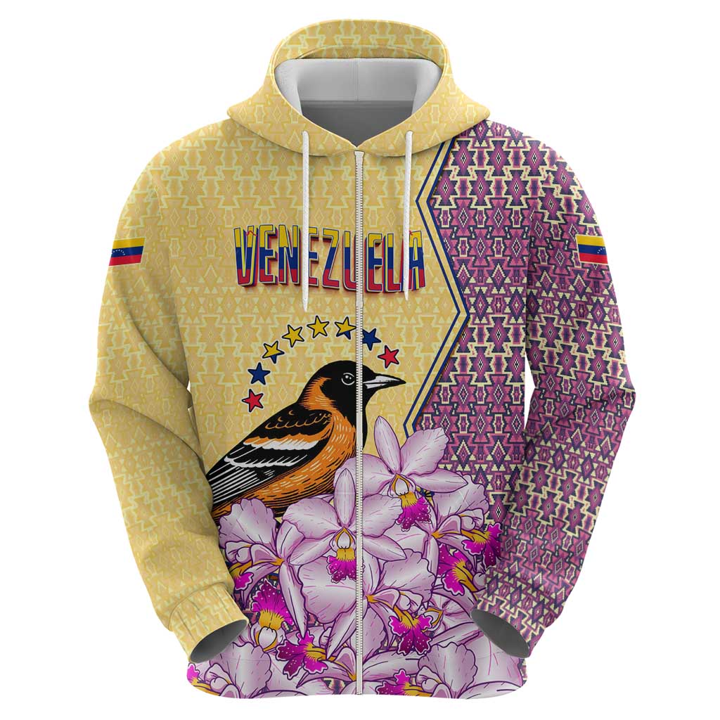 Venezuela Hoodie with National Bird Orchid Flower Coat of Arms Spirit TS04