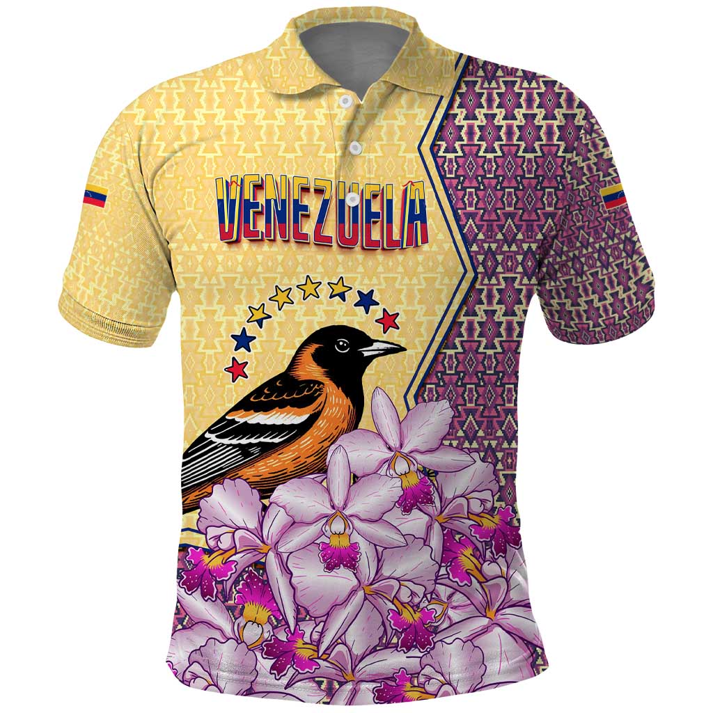 Venezuela Polo Shirt with National Bird Orchid Flower Coat of Arms Spirit TS04